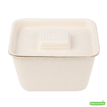Wholesale Restaurantware Pulp Tek Square Natural Sugarcane / Bagasse Flat Lid - Fits 9 oz Bowl- Bulk
