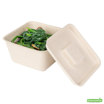 Wholesale Restaurantware Pulp Tek Square Natural Sugarcane / Bagasse Flat Lid - Fits 9 oz Bowl- Bulk