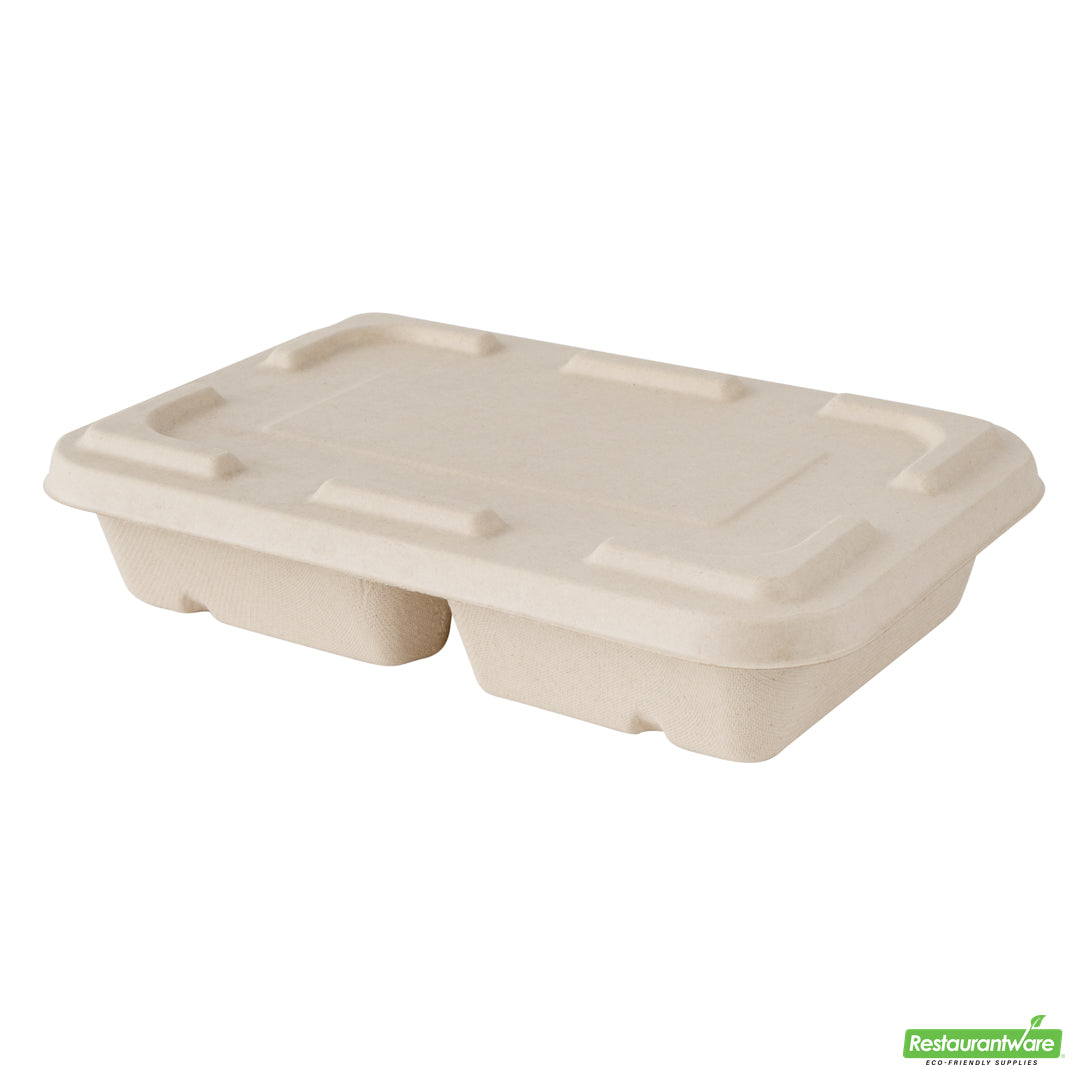 Wholesale Restaurantware Pulp Tek Rectangle Natural Sugarcane / Bagasse Flat Lid - Fits To Go Container- Bulk