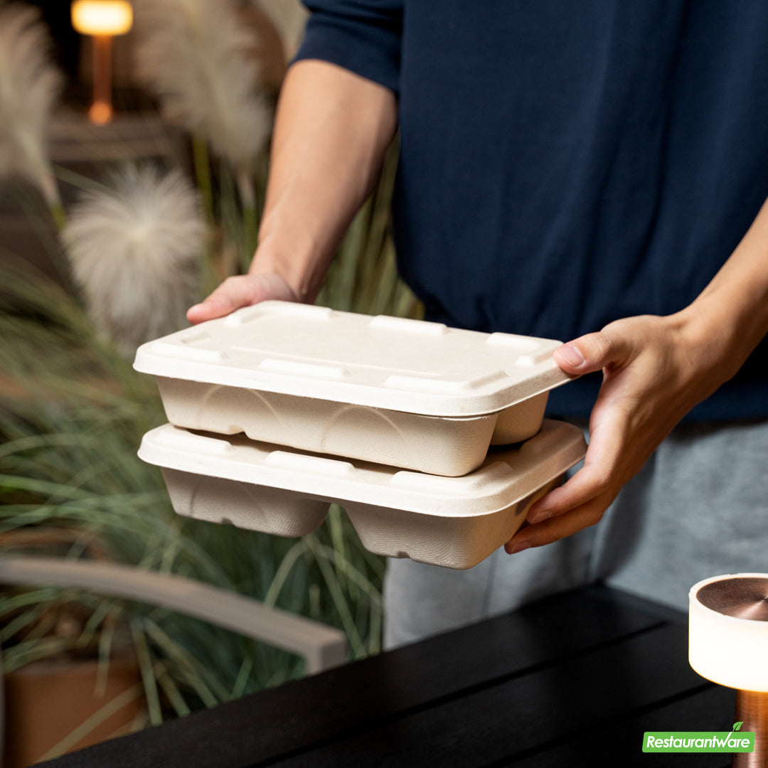 Wholesale Restaurantware Pulp Tek Rectangle Natural Sugarcane / Bagasse Flat Lid - Fits To Go Container- Bulk