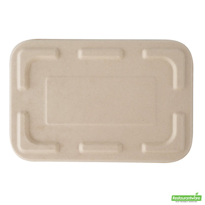 Wholesale Restaurantware Pulp Tek Rectangle Natural Sugarcane / Bagasse Flat Lid - Fits To Go Container- Bulk