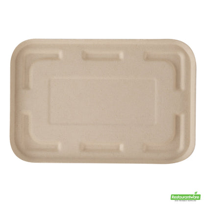 Wholesale Restaurantware Pulp Tek Rectangle Natural Sugarcane / Bagasse Flat Lid - Fits To Go Container- Bulk