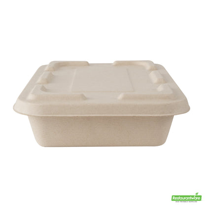 Wholesale Restaurantware Pulp Tek Rectangle Natural Sugarcane / Bagasse Flat Lid - Fits To Go Container- Bulk