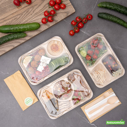 Wholesale Restaurantware Pulp Tek Rectangle Clear Plastic Flat Lid - Fits Bagasse to Go Container- Bulk