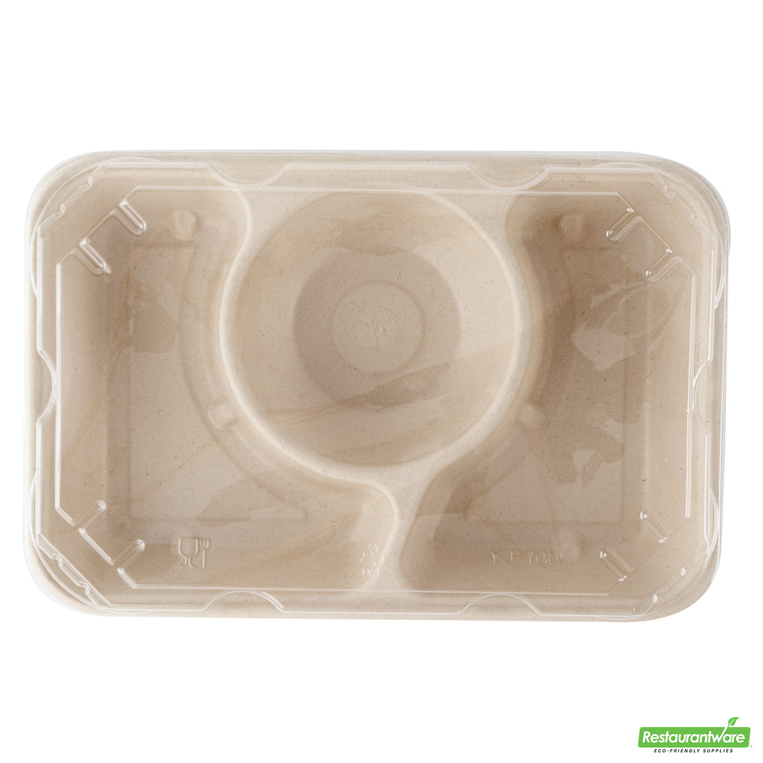 Wholesale Restaurantware Pulp Tek Rectangle Clear Plastic Flat Lid - Fits Bagasse to Go Container- Bulk