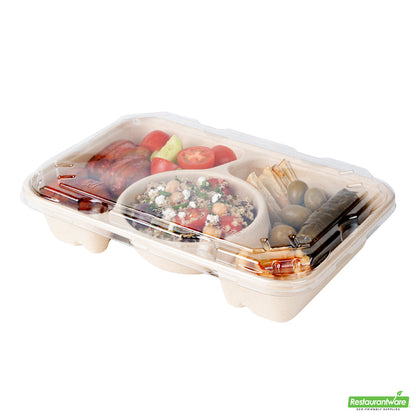 Wholesale Restaurantware Pulp Tek Rectangle Clear Plastic Flat Lid - Fits Bagasse to Go Container- Bulk