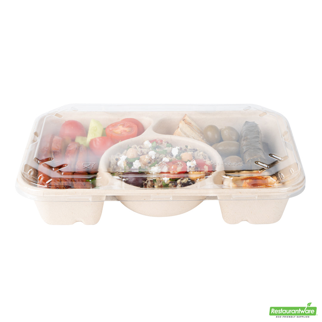 Wholesale Restaurantware Pulp Tek Rectangle Clear Plastic Flat Lid - Fits Bagasse to Go Container- Bulk