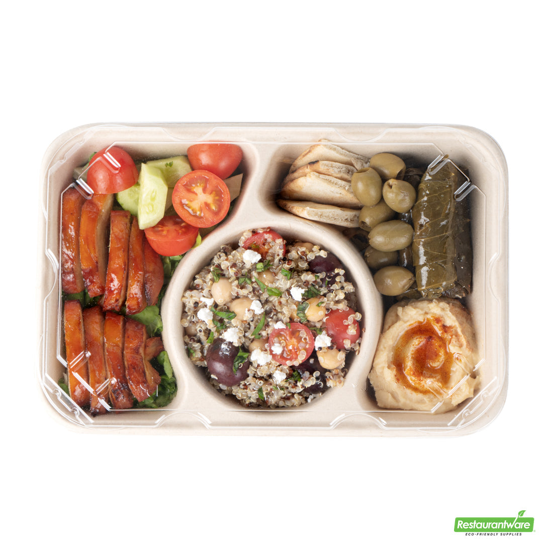 Wholesale Restaurantware Pulp Tek Rectangle Clear Plastic Flat Lid - Fits Bagasse to Go Container- Bulk