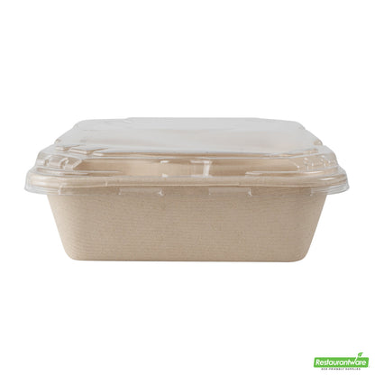 Wholesale Restaurantware Pulp Tek Rectangle Clear Plastic Flat Lid - Fits Bagasse to Go Container- Bulk
