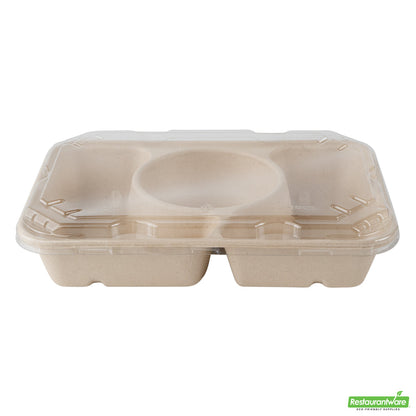 Wholesale Restaurantware Pulp Tek Rectangle Clear Plastic Flat Lid - Fits Bagasse to Go Container- Bulk