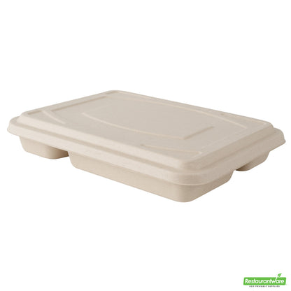Wholesale Restaurantware Pulp Tek Rectangle Natural Bagasse Flat Lid - Fits To Go Trays- Bulk