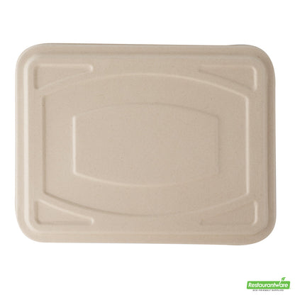 Wholesale Restaurantware Pulp Tek Rectangle Natural Bagasse Flat Lid - Fits To Go Trays- Bulk