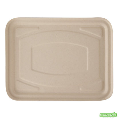 Wholesale Restaurantware Pulp Tek Rectangle Natural Bagasse Flat Lid - Fits To Go Trays- Bulk