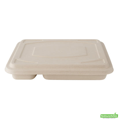 Wholesale Restaurantware Pulp Tek Rectangle Natural Bagasse Flat Lid - Fits To Go Trays- Bulk