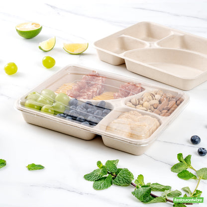 Wholesale Restaurantware Pulp Tek Rectangle Clear Plastic Flat Lid - Fits To Go Trays- Bulk