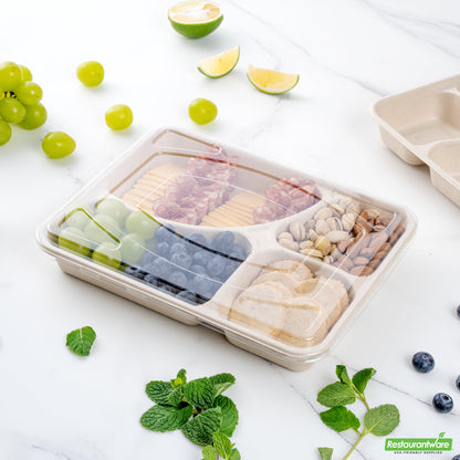 Wholesale Restaurantware Pulp Tek Rectangle Clear Plastic Flat Lid - Fits To Go Trays- Bulk