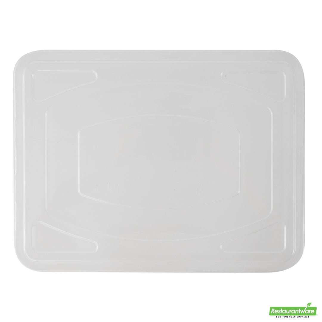 Wholesale Restaurantware Pulp Tek Rectangle Clear Plastic Flat Lid - Fits To Go Trays- Bulk