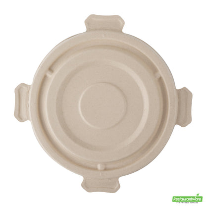 Wholesale Restaurantware Pulp Tek Round Natural Sugarcane / Bagasse Flat Lid - Fits To Go Bowl- Bulk