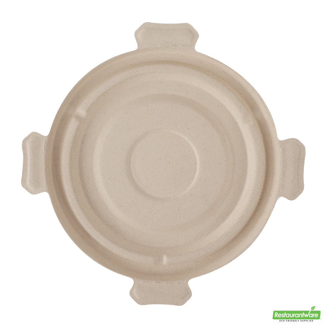 Wholesale Restaurantware Pulp Tek Round Natural Sugarcane / Bagasse Flat Lid - Fits To Go Bowl- Bulk