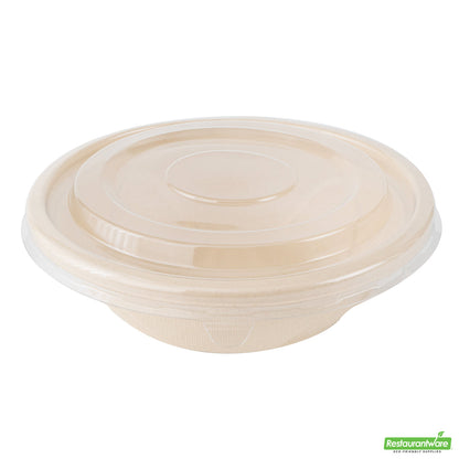 Wholesale Restaurantware Pulp Tek Round Clear Plastic Flat Lid - Fits Bagasse to Go Bowl- Bulk