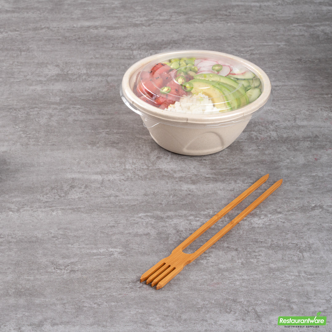 Wholesale Restaurantware Pulp Tek Round Clear Plastic Flat Lid - Fits Bagasse to Go Bowl- Bulk