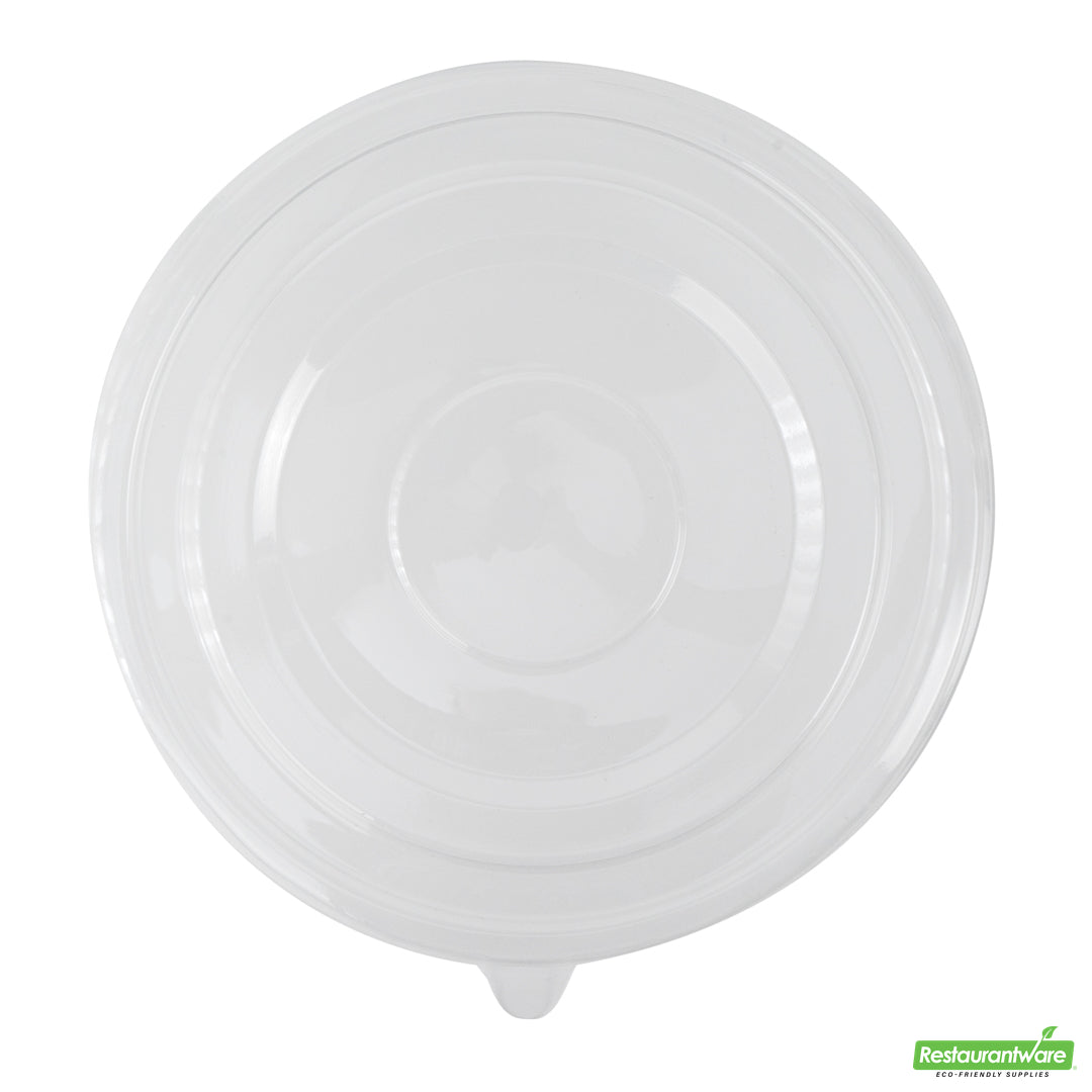 Wholesale Restaurantware Pulp Tek Round Clear Plastic Flat Lid - Fits Bagasse to Go Bowl- Bulk