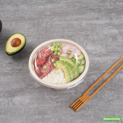 Wholesale Restaurantware Pulp Tek Round Clear Plastic Flat Lid - Fits Bagasse to Go Bowl- Bulk