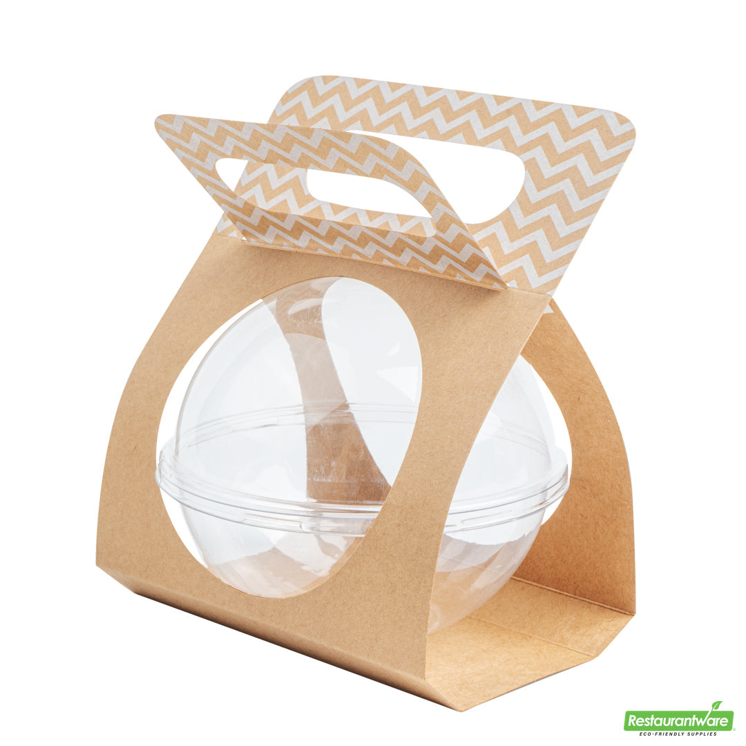 Wholesale Restaurantware Thermo Tek Kraft Paper Sphere Salad Container Carrier - Fits 12 oz- Bulk