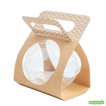 Wholesale Restaurantware Thermo Tek Kraft Paper Sphere Salad Container Carrier - Fits 12 oz- Bulk