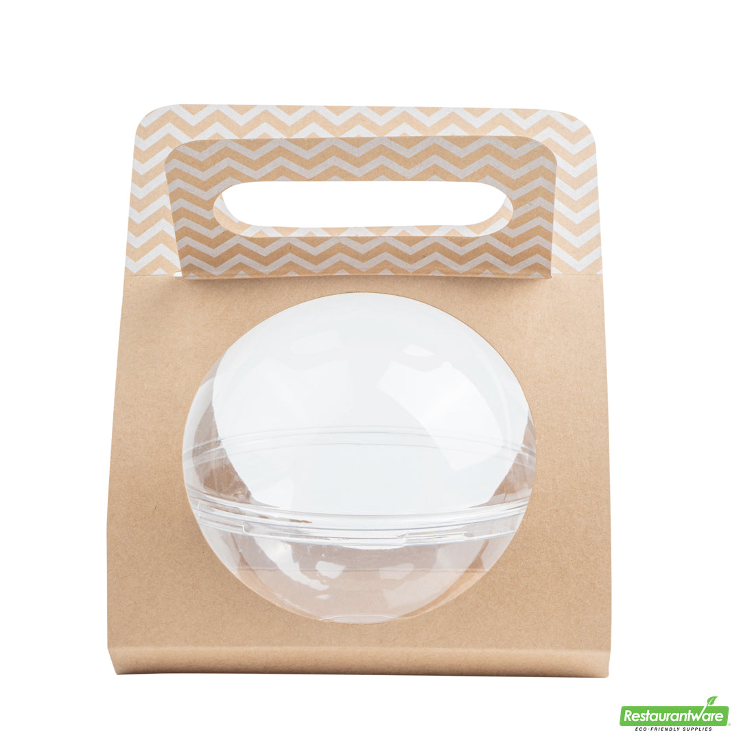 Wholesale Restaurantware Thermo Tek Kraft Paper Sphere Salad Container Carrier - Fits 12 oz- Bulk