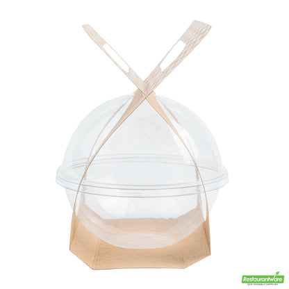 Wholesale Restaurantware Thermo Tek Kraft Paper Sphere Salad Container Carrier - Fits 12 oz- Bulk