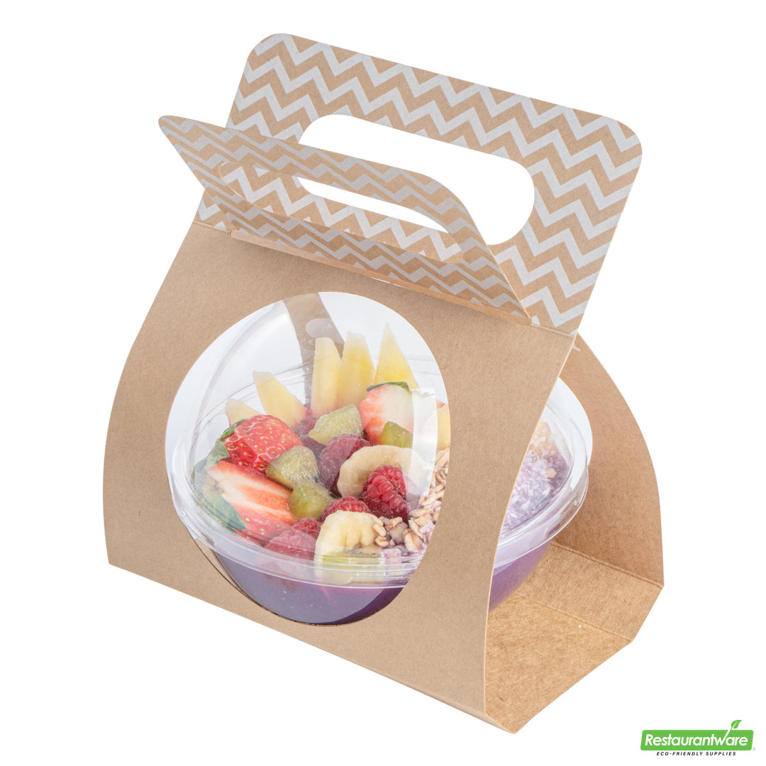 Wholesale Restaurantware Thermo Tek Kraft Paper Sphere Salad Container Carrier - Fits 12 oz- Bulk