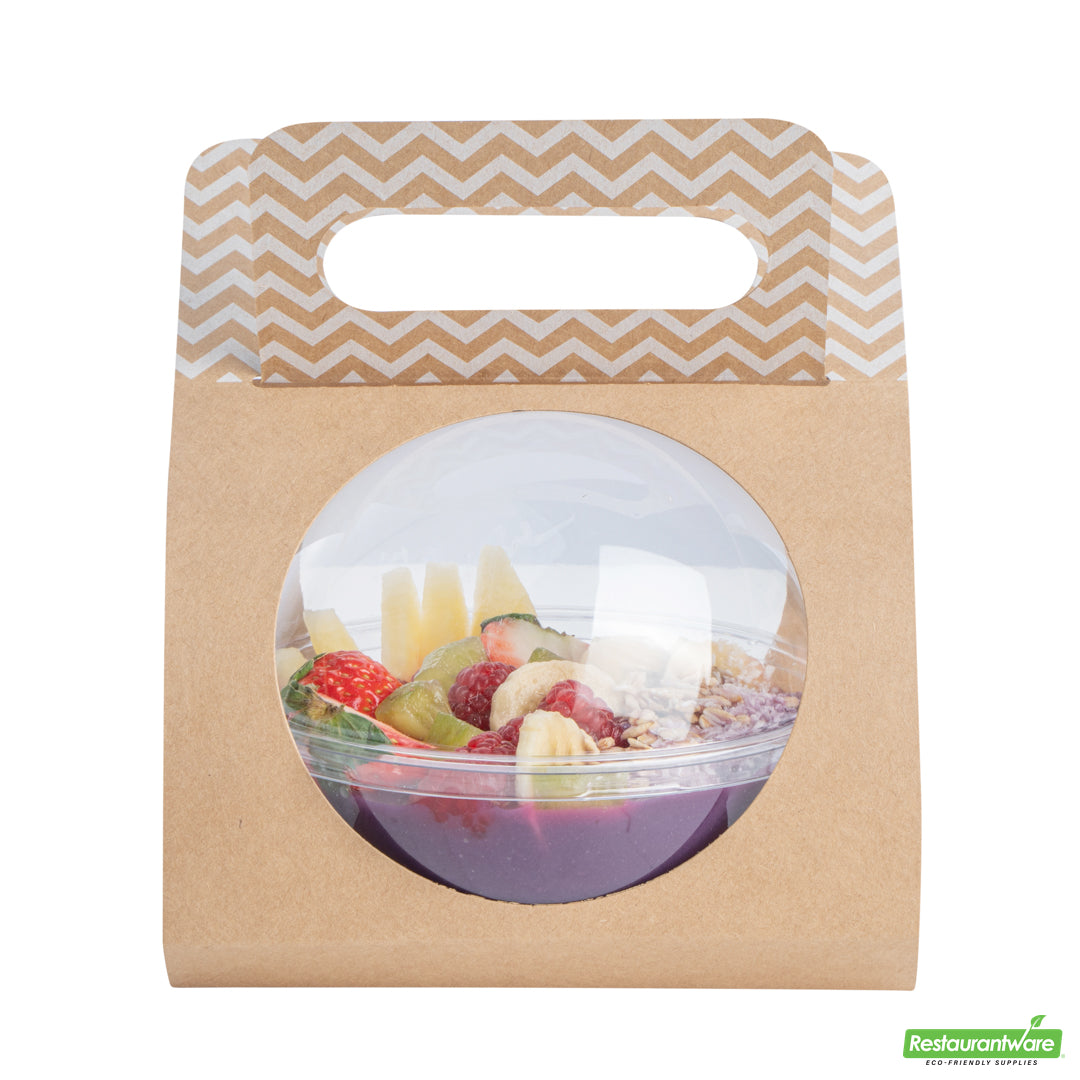 Wholesale Restaurantware Thermo Tek Kraft Paper Sphere Salad Container Carrier - Fits 12 oz- Bulk