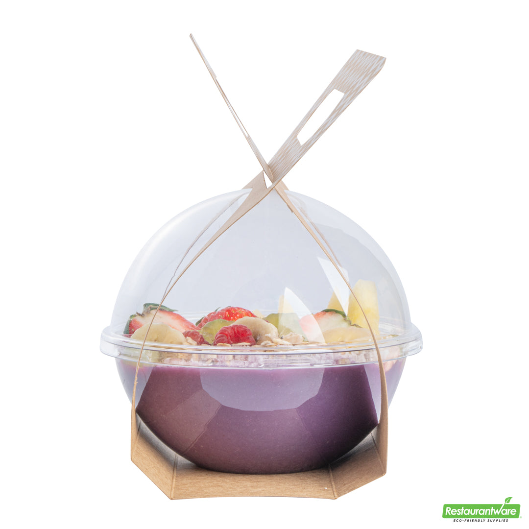 Wholesale Restaurantware Thermo Tek Kraft Paper Sphere Salad Container Carrier - Fits 12 oz- Bulk