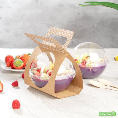 Wholesale Restaurantware Thermo Tek Kraft Paper Sphere Salad Container Carrier - Fits 12 oz- Bulk