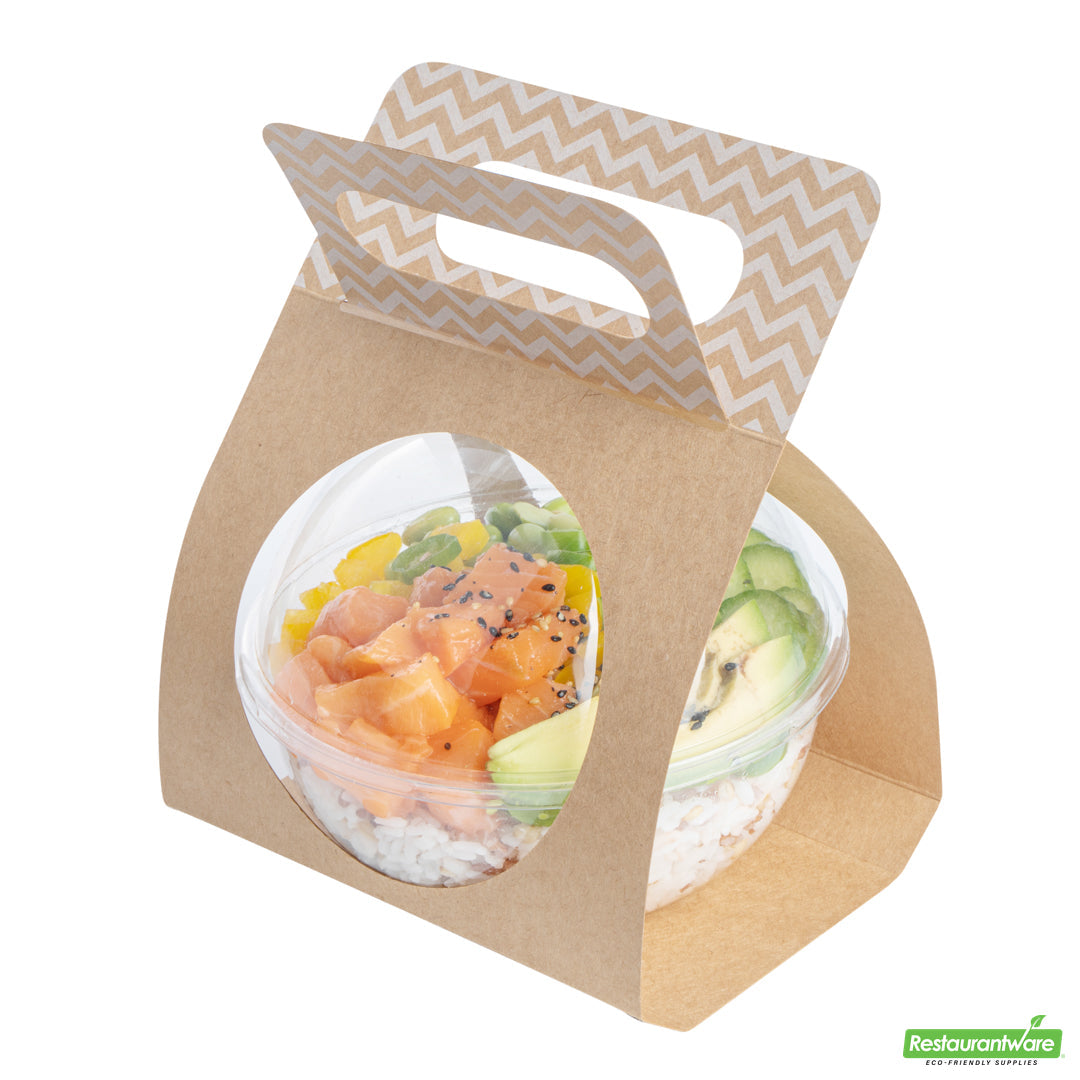 Wholesale Restaurantware Thermo Tek Kraft Paper Sphere Salad Container Carrier - Fits 21 oz- Bulk