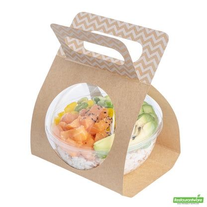 Wholesale Restaurantware Thermo Tek Kraft Paper Sphere Salad Container Carrier - Fits 21 oz- Bulk