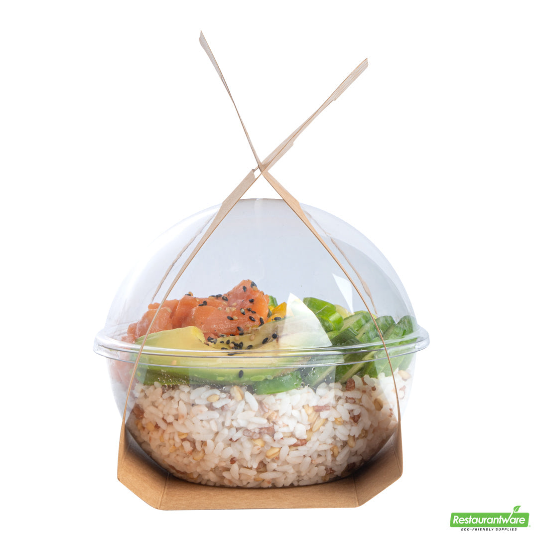 Wholesale Restaurantware Thermo Tek Kraft Paper Sphere Salad Container Carrier - Fits 21 oz- Bulk