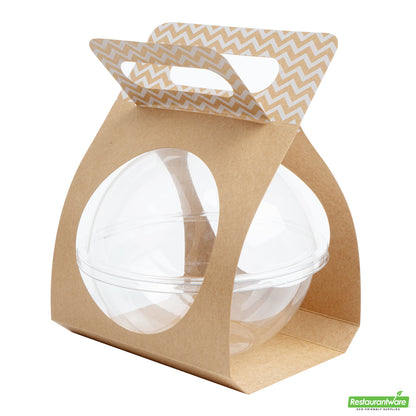 Wholesale Restaurantware Thermo Tek Kraft Paper Sphere Salad Container Carrier - Fits 28 oz- Bulk