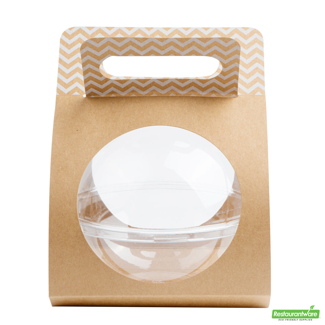 Wholesale Restaurantware Thermo Tek Kraft Paper Sphere Salad Container Carrier - Fits 28 oz- Bulk