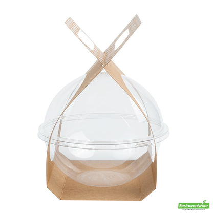 Wholesale Restaurantware Thermo Tek Kraft Paper Sphere Salad Container Carrier - Fits 28 oz- Bulk