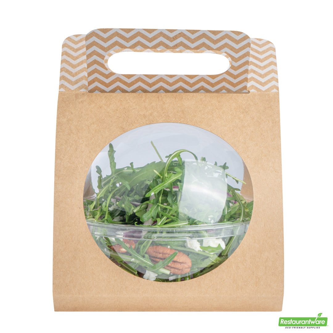 Wholesale Restaurantware Thermo Tek Kraft Paper Sphere Salad Container Carrier - Fits 28 oz- Bulk