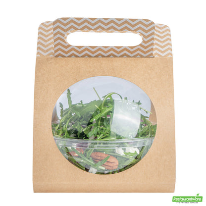 Wholesale Restaurantware Thermo Tek Kraft Paper Sphere Salad Container Carrier - Fits 28 oz- Bulk