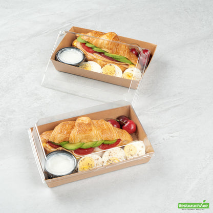 Wholesale Restaurantware Matsuri Vision Clear Plastic Lid - Fits Medium Sushi Tray- Bulk
