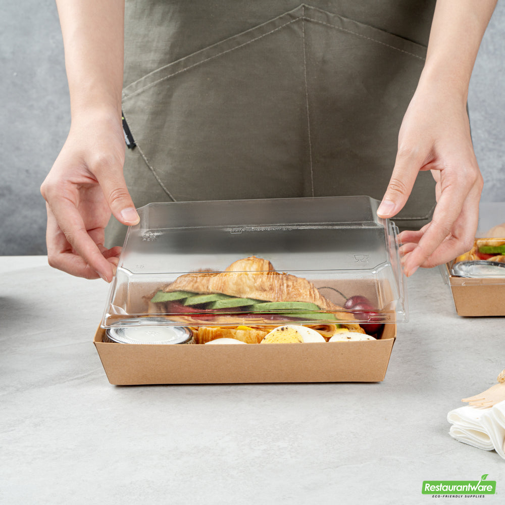 Wholesale Restaurantware Matsuri Vision Clear Plastic Lid - Fits Medium Sushi Tray- Bulk