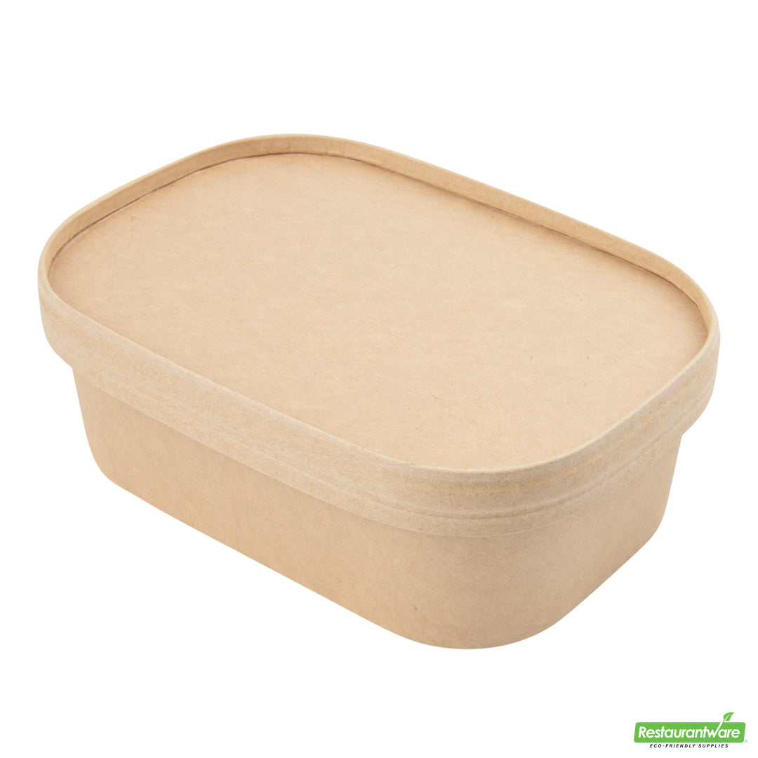 Wholesale Restaurantware Bio Tek Oval Kraft Paper Lid - Fits Serving Container- Bulk