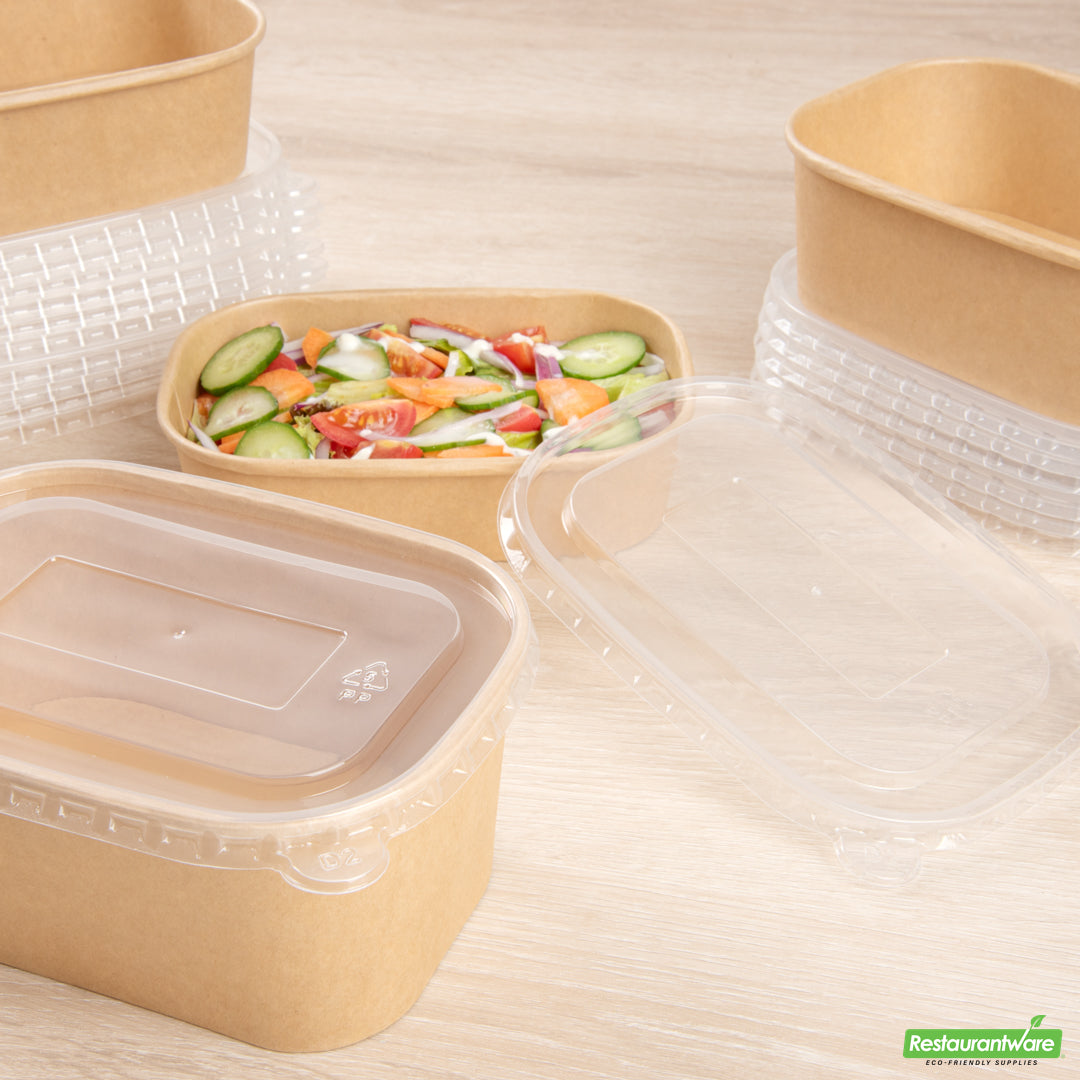Wholesale Restaurantware Bio Tek Oval Clear Plastic Lid - Fits Serving Container- Bulk