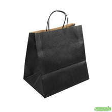 Wholesale Restaurantware Saving Nature Black Paper Retail Bag - with Handles - 10 1/4" X 7 3/4" X 10 1/2" - 100 Count Box- Bulk