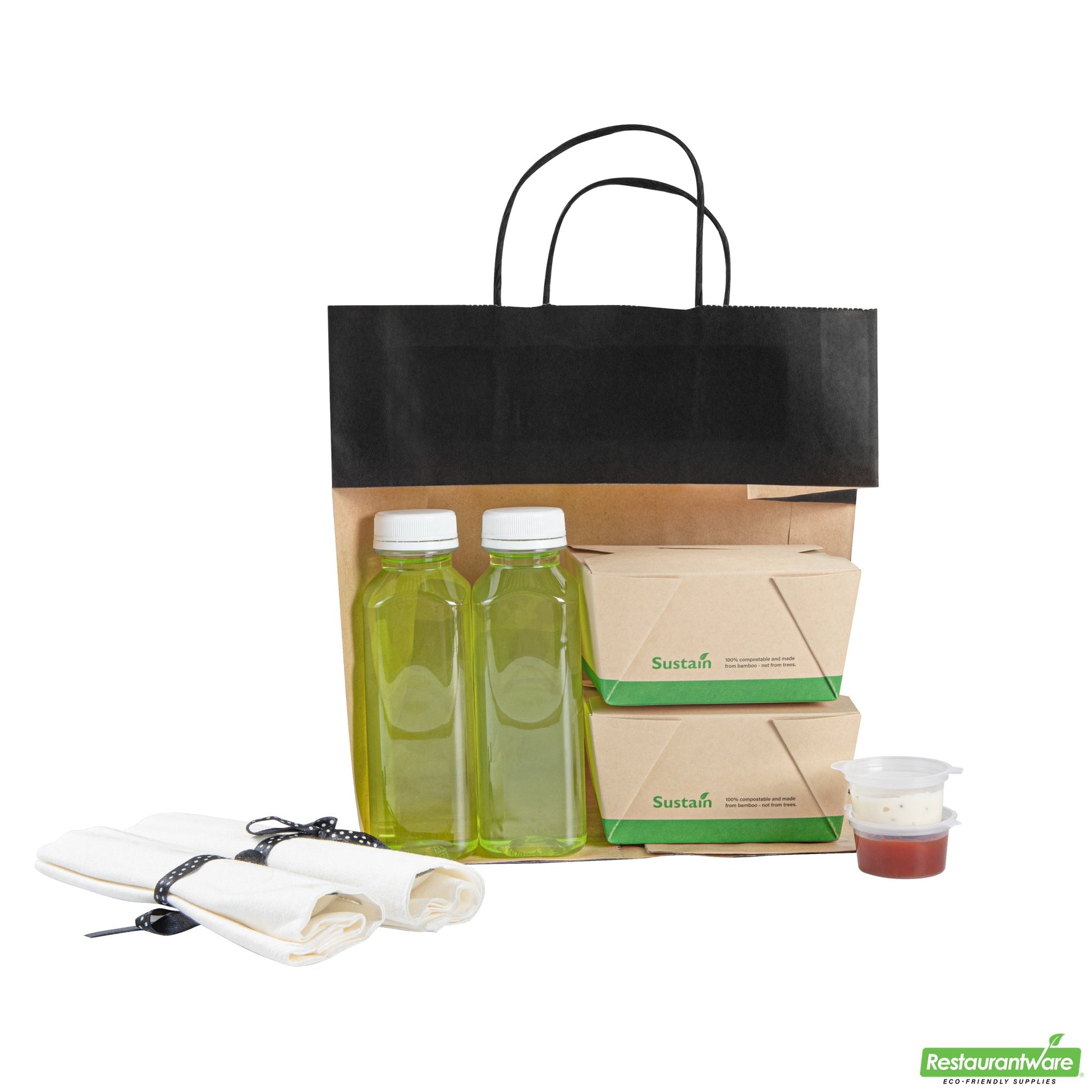 Wholesale Restaurantware Saving Nature Black Paper Retail Bag - with Handles - 10 1/4" X 7 3/4" X 10 1/2" - 100 Count Box- Bulk