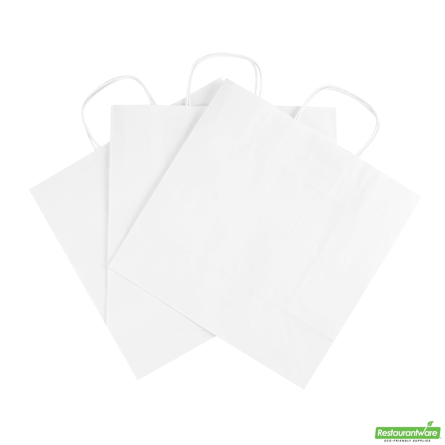 Wholesale Restaurantware Saving Nature White Paper Retail Bag - with Handles - 12 1/2" X 6 1/4" X 12 1/4" - 100 Count Box- Bulk